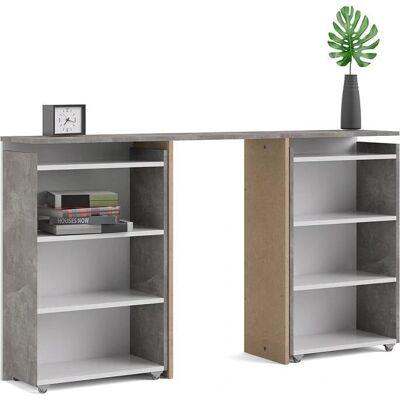 Møbel24 Nada Kopfteil mit Stauraum - Kopfteil mit Stauraum für 140 cm Bett, Beton Dekor, Weiß Hochglanz Møbel24 Nada Kopfteil mit Stauraum - Kopfteil mit Stauraum für 140 cm Bett, Beton Dekor, Weiß Hochglanz