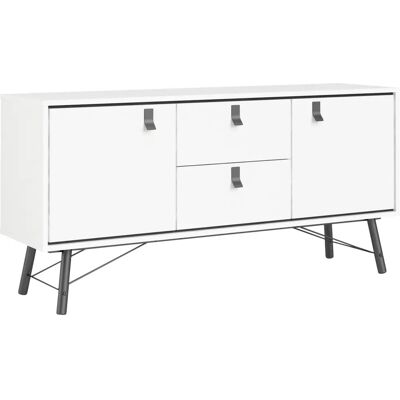 Andas Ry Schwarz-Weiß Sideboard - 2 Schubladen & Regale - Skandinavisches Design Andas Ry Schwarz-Weiß Sideboard - 2 Schubladen & Regale - Skandinavisches Design