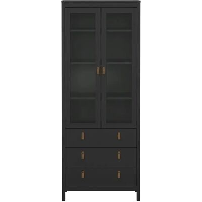 Home Affaire Madrid Schwarz Vitrinenschrank - 2 Türen, 3 Schubladen, Modern Home Affaire Madrid Schwarz Vitrinenschrank - 2 Türen, 3 Schubladen, Modern
