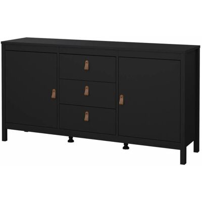 Home Affaire Madrid Schwarzer Sideboard mit 2 Türen 3 Schubladen Modern Home Affaire Madrid Schwarzer Sideboard mit 2 Türen 3 Schubladen Modern