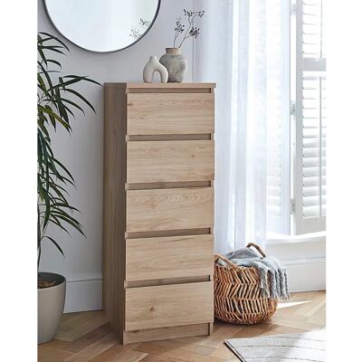Moderno Smal Skuffeskap i Jackson Hickory Eik - Møbler Moderno Smal Skuffeskap i Jackson Hickory Eik - Møbler