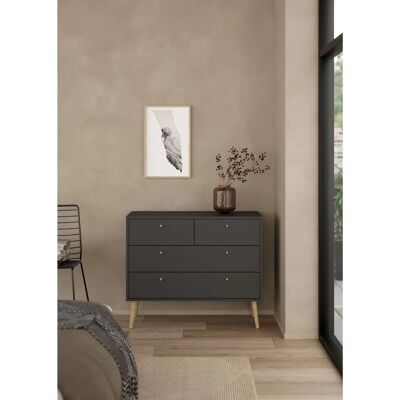 HOME AFFAIRE Bodo - 4-Schubladen Grau Sideboard - Sideboard HOME AFFAIRE Bodo - 4-Schubladen Grau Sideboard - Sideboard