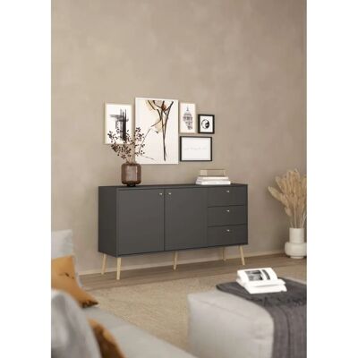 andas Bodo Sideboard - Skandinavisches Design - 3 Türen & Schubladen andas Bodo Sideboard - Skandinavisches Design - 3 Türen & Schubladen