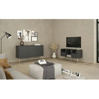 Andas Bodo TV-Board - Skandinavisches Design, FSC-Holz, 2 Schubladen, 3 Regale Andas Bodo TV-Board - Skandinavisches Design, FSC-Holz, 2 Schubladen, 3 Regale