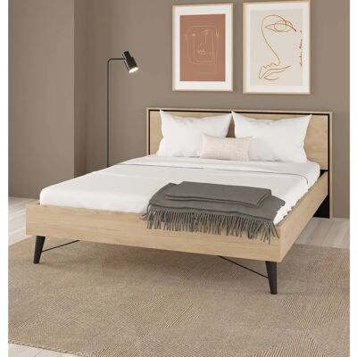 Andas Ry Doppelbett - Nordischer Stil, Braun, 180x200cm Andas Ry Doppelbett - Nordischer Stil, Braun, 180x200cm