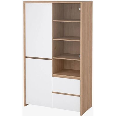 Ebuy24 Next Eike-Dekor og Høyglans Hvit Vitrineskap - Vitrinenschrank Ebuy24 Next Eike-Dekor og Høyglans Hvit Vitrineskap - Vitrinenschrank
