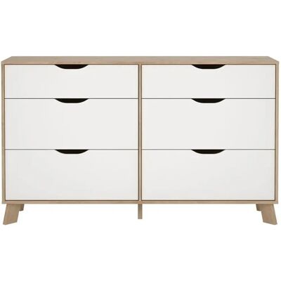 Ebuy24 - Ikast - 156 cm B x 40 cm D - eike dekor - hvit overflate - Chest of drawers Ebuy24 - Ikast - 156 cm B x 40 cm D - eike dekor - hvit overflate - Chest of drawers