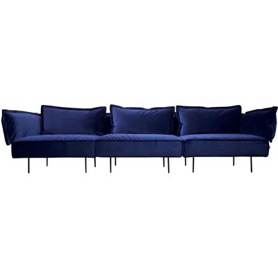Canapé modulable 3 places - Velours Bleu Royal - Publicité Canapé modulable 3 places - Velours Bleu Royal - Publicité