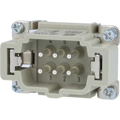 Harting HAN E 6-poliger Stecker - Rechteckig, Schraubklemme, Grau Harting HAN E 6-poliger Stecker - Rechteckig, Schraubklemme, Grau