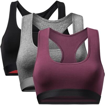 Danish Endurance - Pack de 3 Soutiens-gorge de sport Bio pour Femmes - Multicolore - Publicité Danish Endurance - Pack de 3 Soutiens-gorge de sport Bio pour Femmes - Multicolore - Publicité