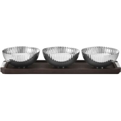 Georg Jensen Bernadotte Tablett & Schalen-Set - Silber & Holz - Unisex Georg Jensen Bernadotte Tablett & Schalen-Set - Silber & Holz - Unisex