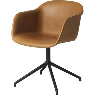 Chaise de Bureau Muuto Fiber - Ergonomique, Pivotante, Cuir Cognac/Noir - Publicité Chaise de Bureau Muuto Fiber - Ergonomique, Pivotante, Cuir Cognac/Noir - Publicité