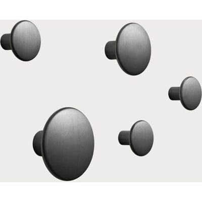Muuto The Dots Vegghaker - Svart - Metall - 5-pakning Muuto The Dots Vegghaker - Svart - Metall - 5-pakning