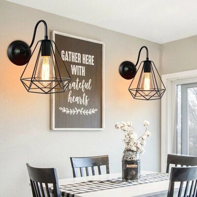 Axhup - Wall Light, Diamond Cage Retro Industrial Style E27 for Living Room Kitchen Hall Bedroom Axhup - Wall Light, Diamond Cage Retro Industrial Style E27 for Living Room Kitchen Hall Bedroom