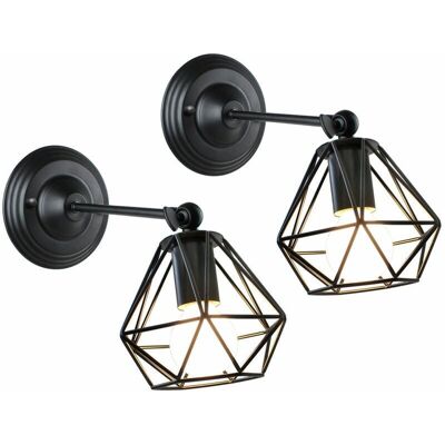 H. AXHUP 2x Wall Lamp - Industrial Style, Adjustable, Black H. AXHUP 2x Wall Lamp - Industrial Style, Adjustable, Black