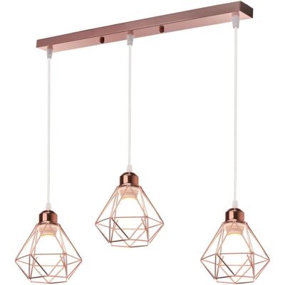 Axhup 3-Light Vintage Diamond Cage Pendant - Industrial Style Lighting Axhup 3-Light Vintage Diamond Cage Pendant - Industrial Style Lighting