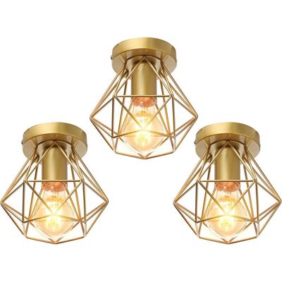 Axhup - Vintage Industrial Pendant Lamp Set - Ø16cm, E27, Gold Axhup - Vintage Industrial Pendant Lamp Set - Ø16cm, E27, Gold