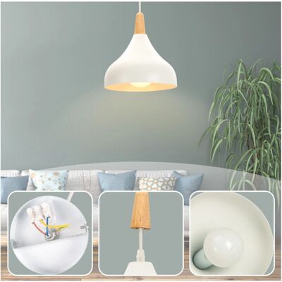 AXHUP Modern Wooden Pendant Lamp - 20cm - E27 Support AXHUP Modern Wooden Pendant Lamp - 20cm - E27 Support