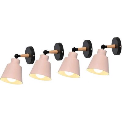 H&H 4X Wall Lamp Vintage Retro Industrial - Wall Mount Light with Wooden & Metal Shade H&H 4X Wall Lamp Vintage Retro Industrial - Wall Mount Light with Wooden & Metal Shade