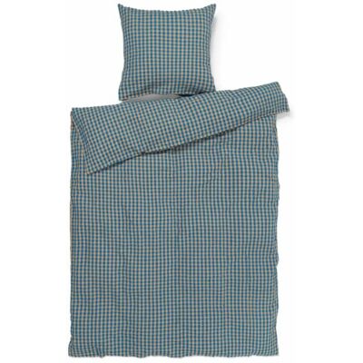 Juna Bio-Bettwäsche-Set - 140x220 cm - Blau/Ocker - Bettwäsche Juna Bio-Bettwäsche-Set - 140x220 cm - Blau/Ocker - Bettwäsche