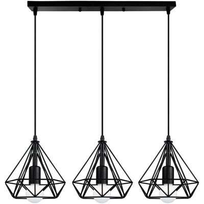 Lámpara Colgante Axhup - Lámpara de Jaula de Diamante Geométrica Industrial - Negro Lámpara Colgante Axhup - Lámpara de Jaula de Diamante Geométrica Industrial - Negro