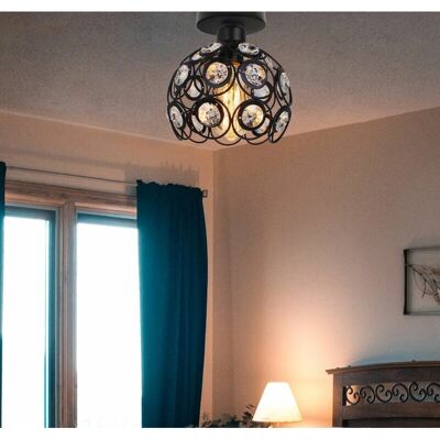 Hochwertige AXHUP Modern Crystal Ceiling Lamp - 26cm Black Hochwertige AXHUP Modern Crystal Ceiling Lamp - 26cm Black