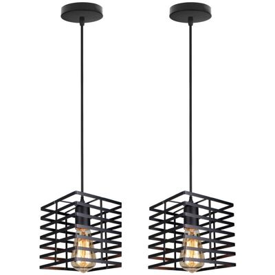 AXHUP Lampada a Sospensione Vintage Industriale - Gabbia Metallica Nera 22cm AXHUP Lampada a Sospensione Vintage Industriale - Gabbia Metallica Nera 22cm