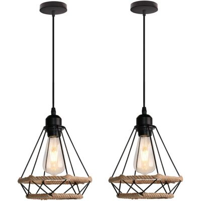 Axhup Vintage Pendant Light 2 Pack Ø20cm Hemp Cage E27 Axhup Vintage Pendant Light 2 Pack Ø20cm Hemp Cage E27