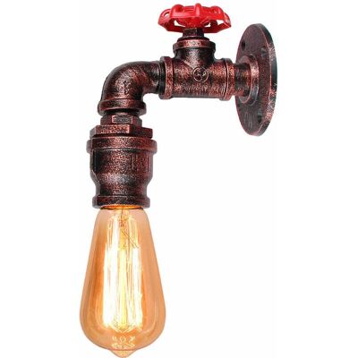 AXHUP - Lampada da parete in stile industriale retrò tubazione d'acqua - Rosso ruggine - 14x14 cm AXHUP - Lampada da parete in stile industriale retrò tubazione d'acqua - Rosso ruggine - 14x14 cm