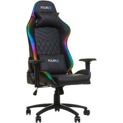 Chaise Gaming RGB Fourze Lightning - Ergonomique, Réglable, Noire Chaise Gaming RGB Fourze Lightning - Ergonomique, Réglable, Noire