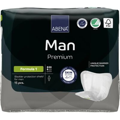 Abena Man Premium Formule 1 - 15 pièces. Publicité Abena Man Premium Formule 1 - 15 pièces. Publicité
