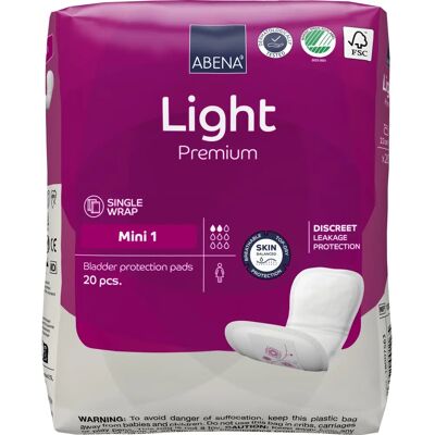 Abena Light Premium Inkontinensinnlegg - Mini 20 stk Abena Light Premium Inkontinensinnlegg - Mini 20 stk