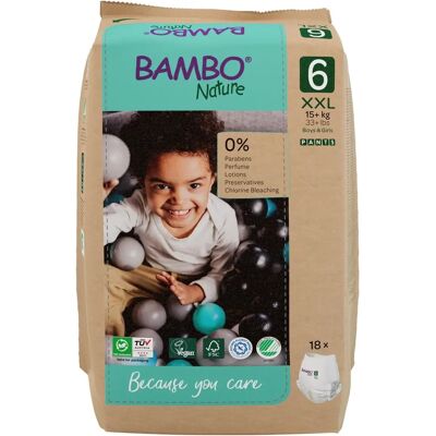Bambo Nature Pants T6 - Baby Diaper Panties, Size 6, 18 Units Bambo Nature Pants T6 - Baby Diaper Panties, Size 6, 18 Units
