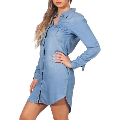 Vero Moda Robe Chemise (10184172) en denim bleu clair Vero Moda Robe Chemise (10184172) en denim bleu clair