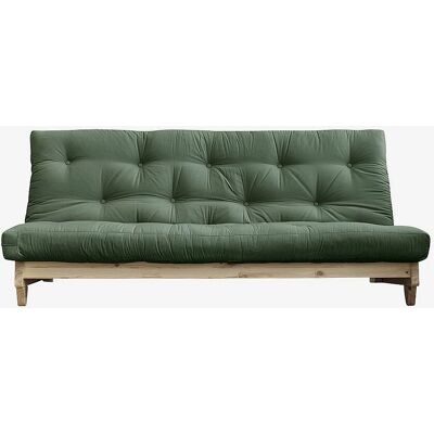 Canapé-Lit Futon Réglable en Pin Massif - Vert Olive - Publicité Canapé-Lit Futon Réglable en Pin Massif - Vert Olive - Publicité