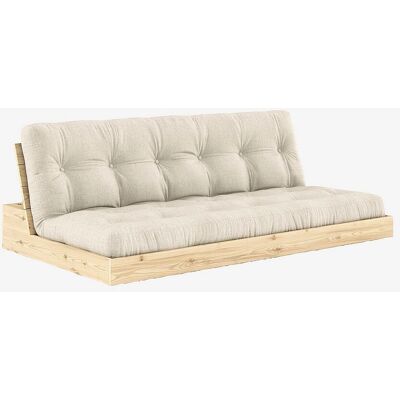 Canapé convertible en pin naturel laqué et matelas en lin 196x110x72 cm - Karup Design - Publicité Canapé convertible en pin naturel laqué et matelas en lin 196x110x72 cm - Karup Design - Publicité
