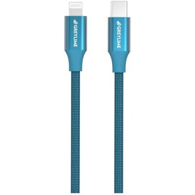 GreyLime 18W Flettet USB-C til Lightning Kabel 2m - Blå GreyLime 18W Flettet USB-C til Lightning Kabel 2m - Blå