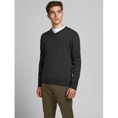 Jack & Jones V-Neck πλεκτό πουλόβερ (12137194) - σκούρο γκρι Jack & Jones V-Neck πλεκτό πουλόβερ (12137194) - σκούρο γκρι