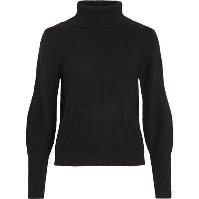 Vila - Dzianina z dziergany viLou New Rollneck L/S - Czarna - Kobieta Vila - Dzianina z dziergany viLou New Rollneck L/S - Czarna - Kobieta