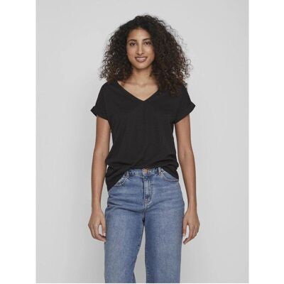 Vila - Top viDreamers Nouveau T-shirt à V-Neck - Noir - Femmes 36 Vila - Top viDreamers Nouveau T-shirt à V-Neck - Noir - Femmes 36