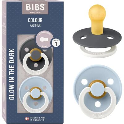 BIBS Size 1 Night / Baby Blue Natural Rubber Pacifier - Pacifier BIBS Size 1 Night / Baby Blue Natural Rubber Pacifier - Pacifier