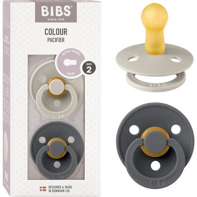 BIBS Schnuller - Größe 2 - 2er-Pack - Rund - Sand/Iron BIBS Schnuller - Größe 2 - 2er-Pack - Rund - Sand/Iron