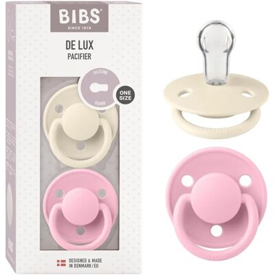 BIBS De Lux Silikonová Dudlík - Slonovinová/Růžová BIBS De Lux Silikonová Dudlík - Slonovinová/Růžová