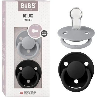Silikonová dudlík Bibs De Lux - Cloud/Black - 0-3 let Silikonová dudlík Bibs De Lux - Cloud/Black - 0-3 let