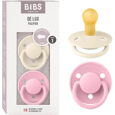 BIBS De Lux Naturalny Guma Rozmiar 1 - Kość słoniowa / Różowy dla niemowląt Smoczek BIBS De Lux Naturalny Guma Rozmiar 1 - Kość słoniowa / Różowy dla niemowląt Smoczek