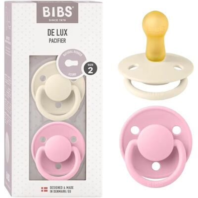 BIBS De Lux Natural Rubber Pacifier Size 2 Ivory Baby Pink - Pacifier BIBS De Lux Natural Rubber Pacifier Size 2 Ivory Baby Pink - Pacifier
