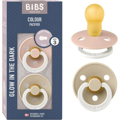 BIBS Størrelse 3 Naturlig gummi smokk - Blush Night / Vanilla Night BIBS Størrelse 3 Naturlig gummi smokk - Blush Night / Vanilla Night