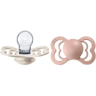 Sucette BIBS Taille 2 - Orthodontique Symétrique - Ivoire/Rose - 6-36 Mois - Publicité Sucette BIBS Taille 2 - Orthodontique Symétrique - Ivoire/Rose - 6-36 Mois - Publicité