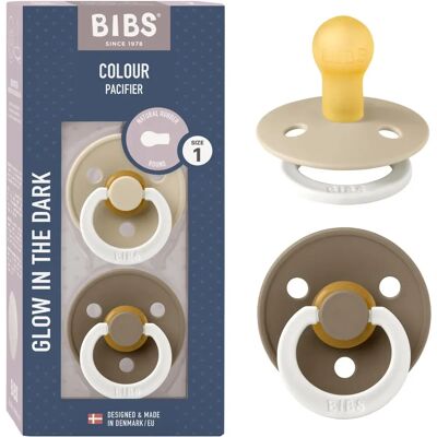 BIBS Vanilla/Dark Oak Glow-in-the-Dark Pacifier - Baby 0-6 months BIBS Vanilla/Dark Oak Glow-in-the-Dark Pacifier - Baby 0-6 months