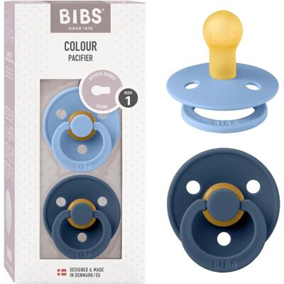 Bibs Smoczek Sky Blue/Steel Blue - Naturalny kauczuk - 0-6 miesięcy Bibs Smoczek Sky Blue/Steel Blue - Naturalny kauczuk - 0-6 miesięcy